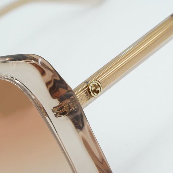 Gucci GG1314S 005 Sunglasses Sand Square Frame, Brown Lenses